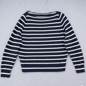 Vince Boat Neck Blue and White Sweater
